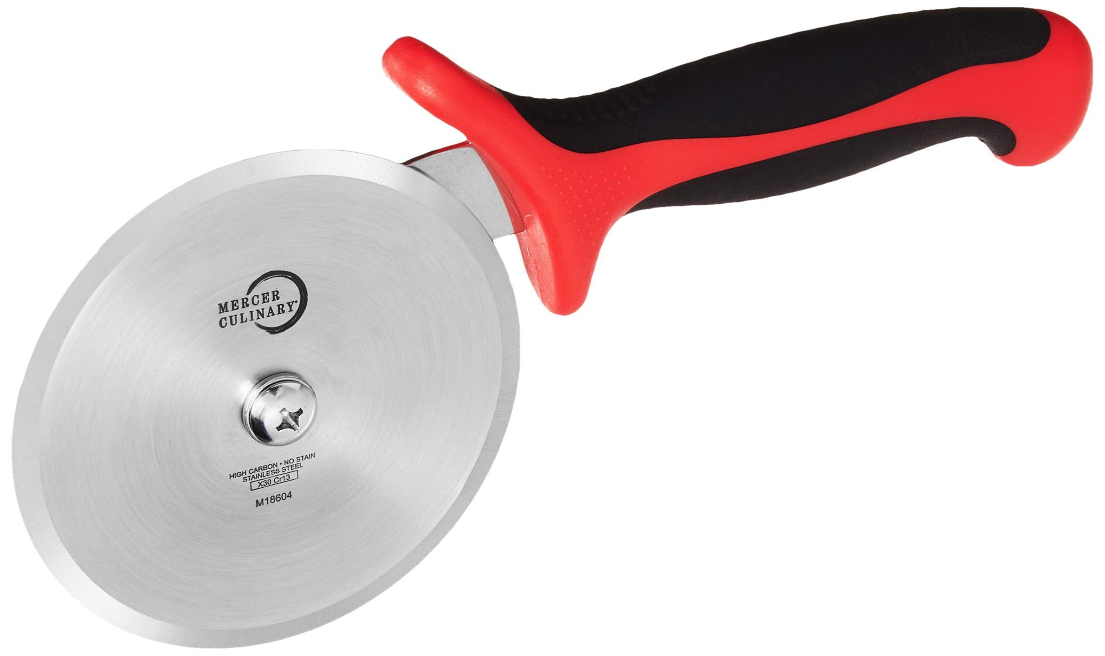 Mercer Culinary Millennia Pizza Cutter With Red Handle, 4 Inch Wheel, Stainless Steel
