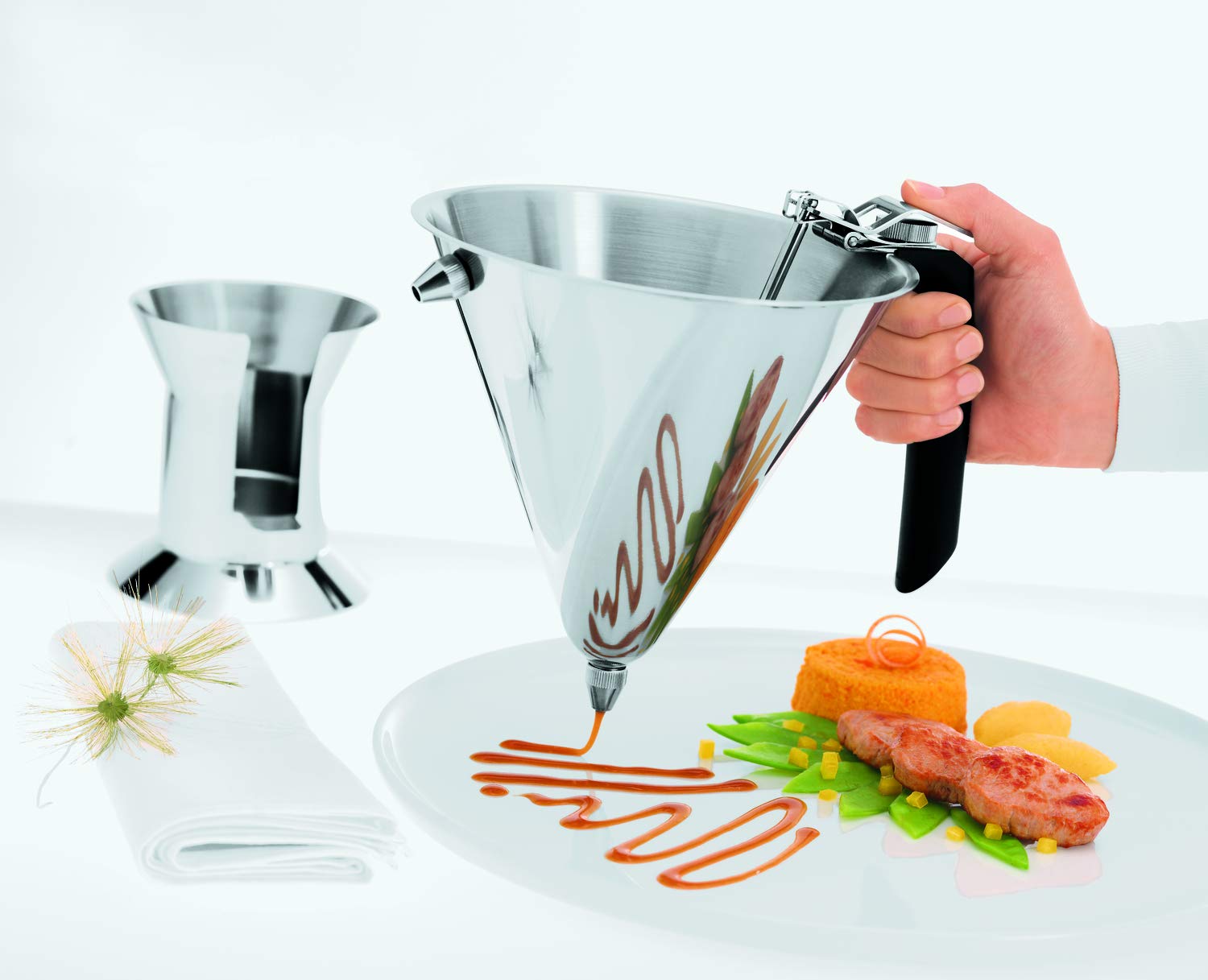 Rsle Stainless Steel Confectionary Funnel With Silicone Handle