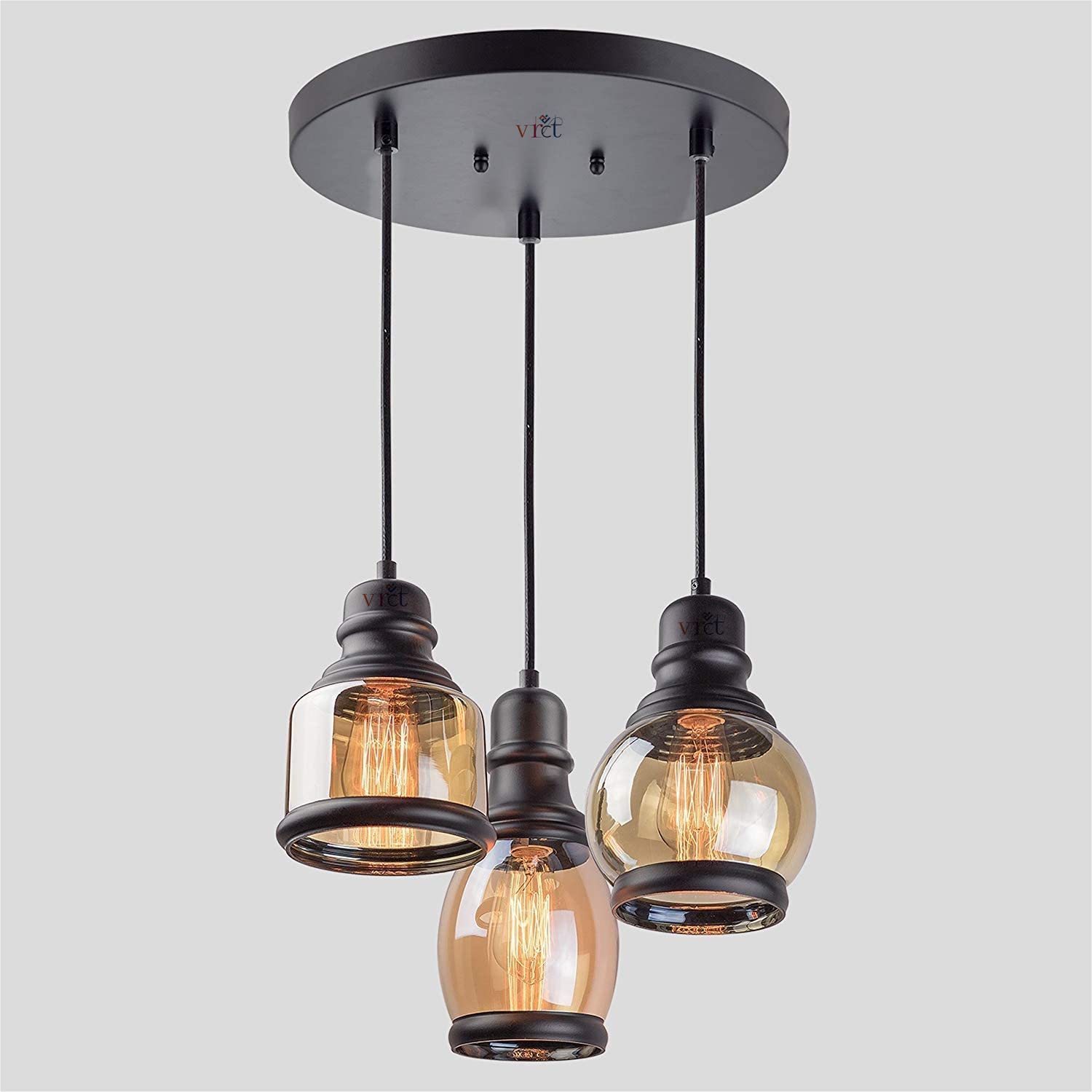 Vrct Antique Design Lantern Ceiling Hanging Pendant Light For Decoration Of Home, Restaurant  3 Set Piece (Bulb Not Included)(A