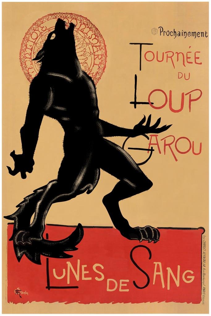 Laminated Loup Garou Noir Black Werewolf Chat Noir Parody Vintage Advertisement Vintage Illustration Art Deco Vintage French Wal