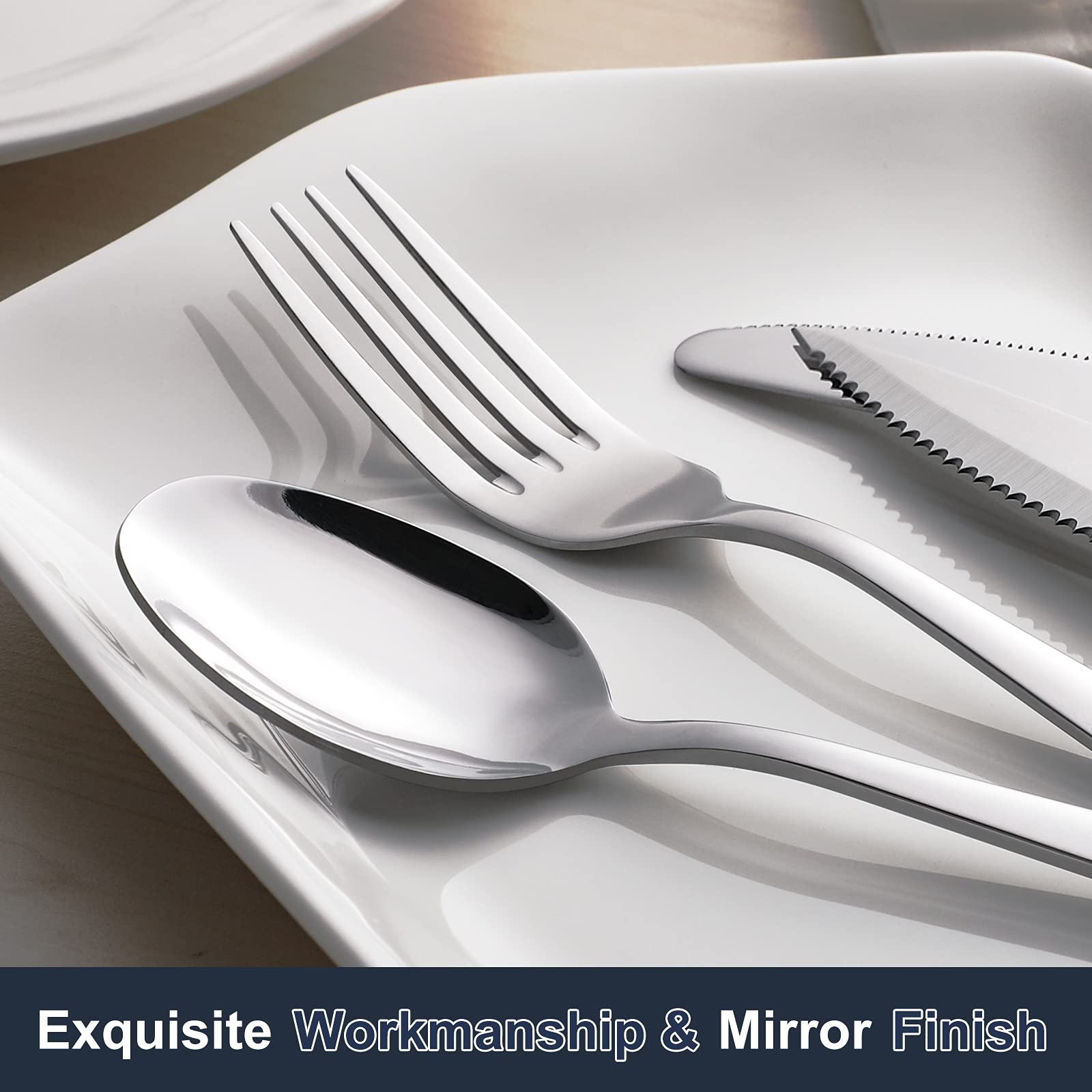 Hiware 24-Piece Forks And Spoons Silverware Set, Food Grade Stainless Steel Flatware Cutlery Set For Home, Kitchen And Restauran