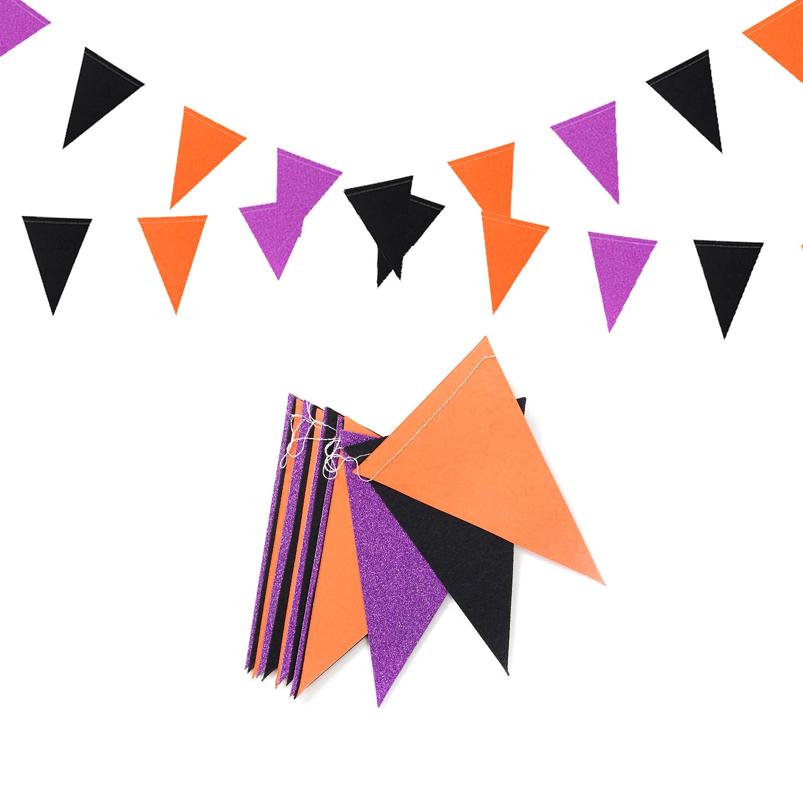Black Orange Purple Halloween Party-Decorations Banner,2 Pack Graduation 2024 Birthday Baby Shower Streamers Garland Decor Glitt