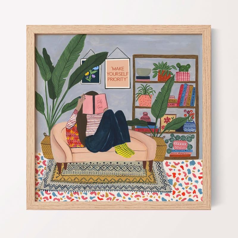 The Spring Palette | Make Yourself A Priority - Modern Wall Painting | Self Love Theme | Modern Art Painting For Living Room Bed