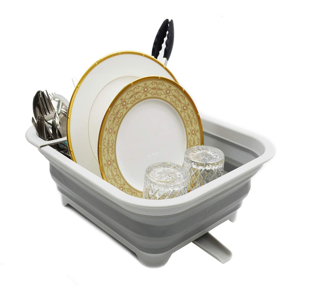 Sammart 8.5L (2.2 Gallon) Collapsible Dish Drainer With Swivel Spout - Foldable Drying Rack - Portable Dinnerware Organizer - Sp