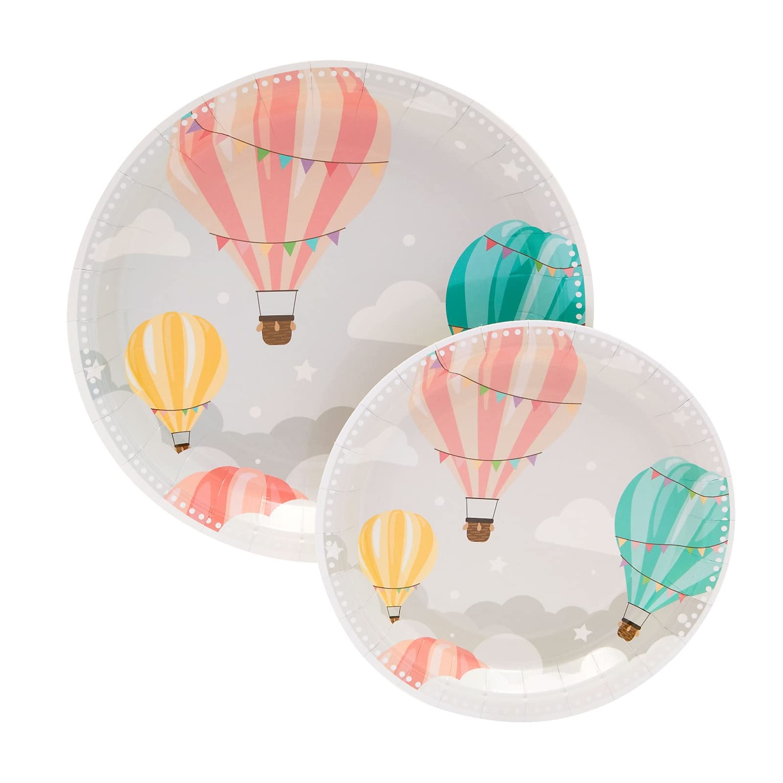 Sparkle And Bash 168-Piece Hot Air Balloon Party Decorations For Baby Shower, Birthday Party, Disposable Dinnerware Set With Pap