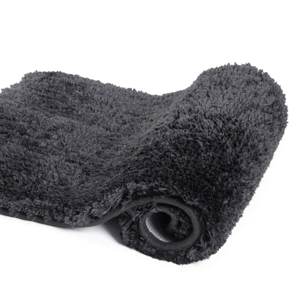 Walensee Bath Mat, High Pile Microfiber Bathroom Rug, Non-Slip, 16 X 24, Black