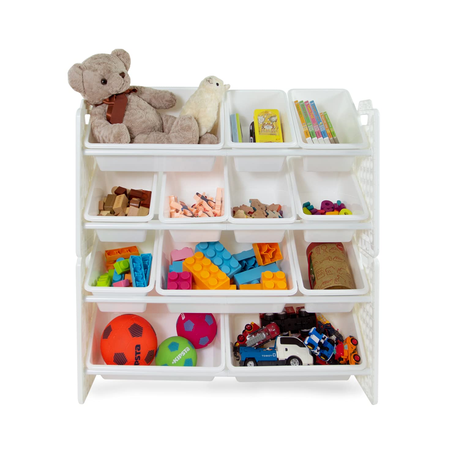 Uniplay Toy Organizer With 12 Removable Storage Bins, Multi-Bin Organizer For Books, Building Blocks, School Materials, Toys Wit