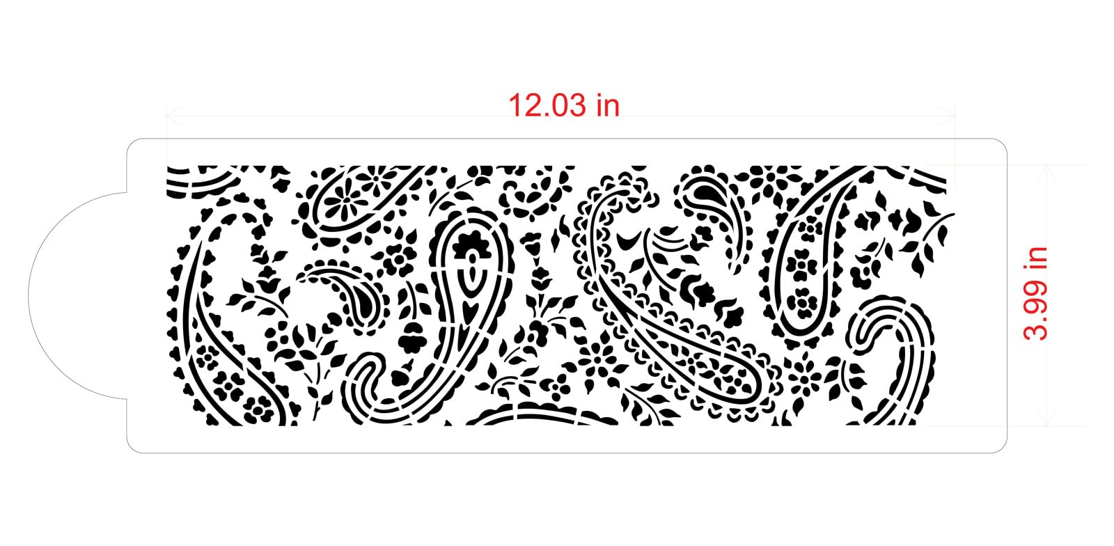 Designer Stencils Paisley Cake Side Foodgrade Stencil, 4 X 12 Inches
