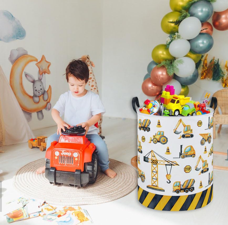 Essme Kids Laundry Basket,Car Hamper Collapsible Canvas Waterproof Storage Bin For Boys, Nursery Hamper,Gift Baskets,Toy Bins(En