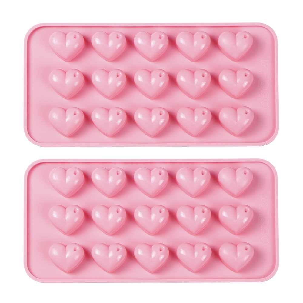 Webake Heart Molds Silicone Chocolate Candy Molds, 15 Cavity Mini Heart Shaped Tray For Gummy, Jello, Fondant, Ice Cube, Crayon,