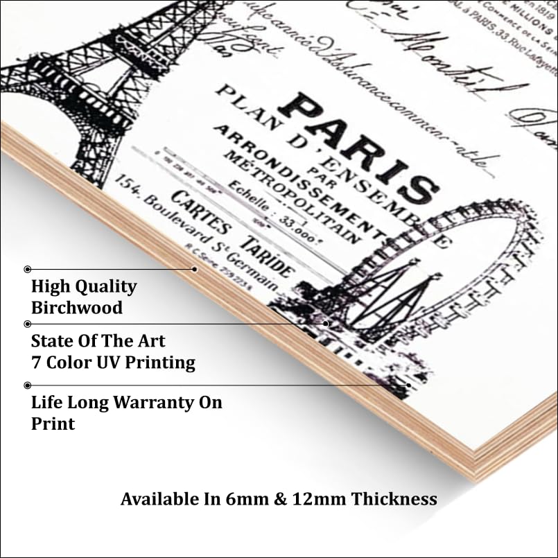 Chalk My Theme Paris Theme Wood Print Wooden Wall Dcor Art Home Decor, Living Room, Bedroom, Cafe, Room Painting For Wall Decora