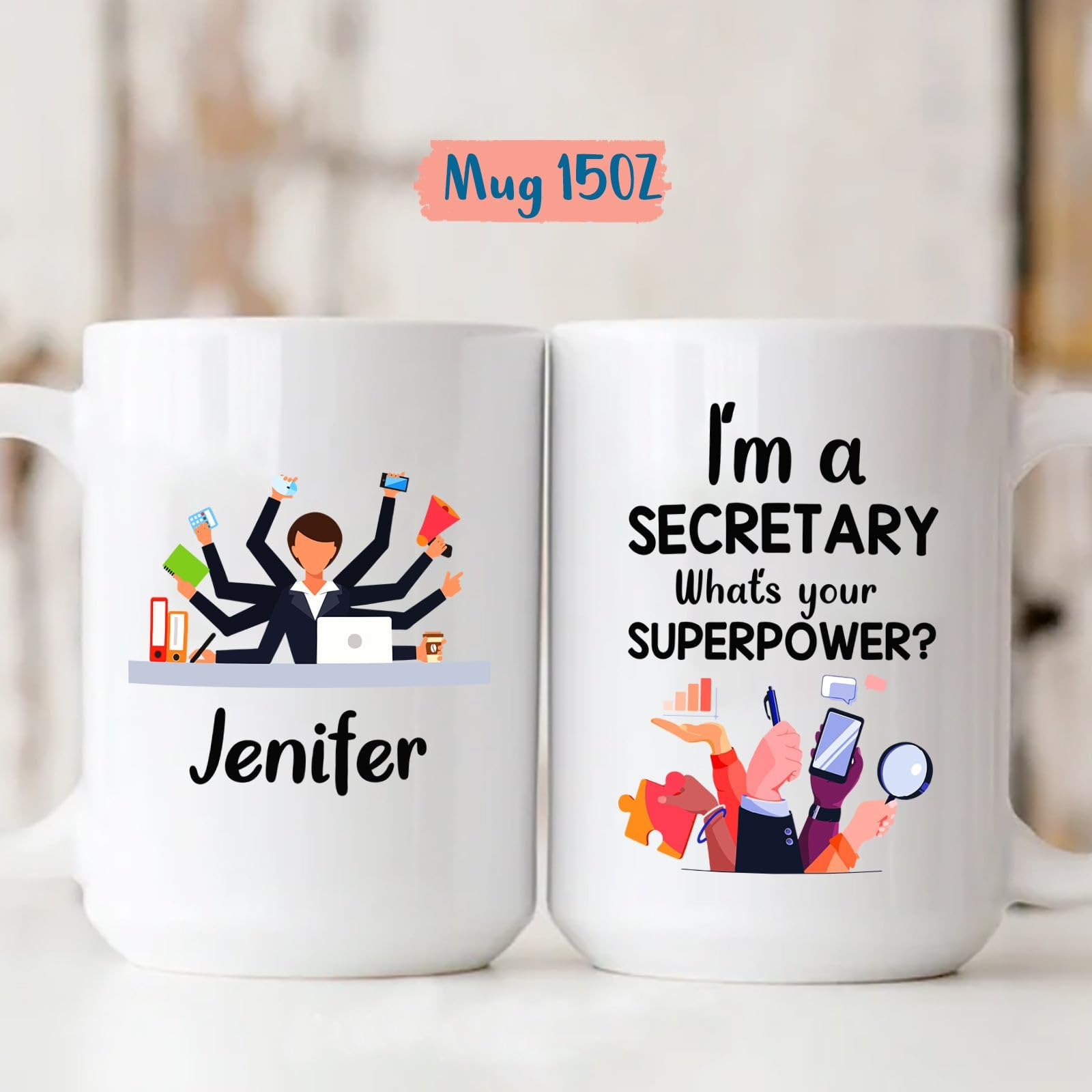 I'm A Secretary Coffee Mug, Personalized Secretary Gifts, Secretaries Cup, Custom Secretary Name Ceramic Mug, Office Secretary M