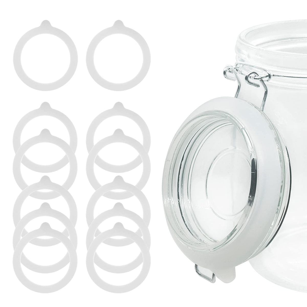 12 Pieces Rubber Seals Rings For Glass Jars, Airtight Silicone Replacement Gasket For Jars, Leakproof Silicone Gasket Sealing Ri