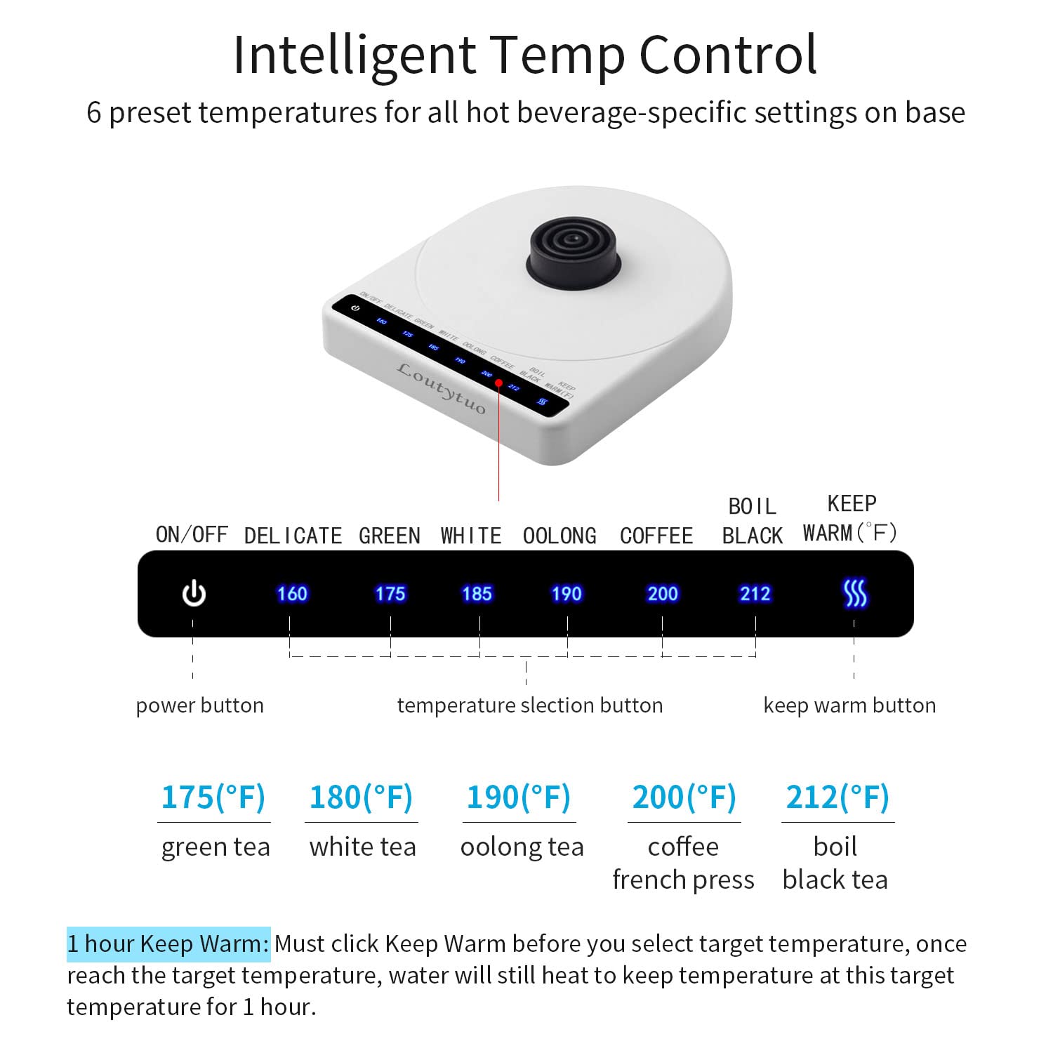 Ultrathin Food Grade Silicone Travel Foldable Electric Kettle Variable Temperature Control with Dual Voltage  Auto Shutoff & Boil Dry Protection & Keep Warm  555ML 110-220V US Plug