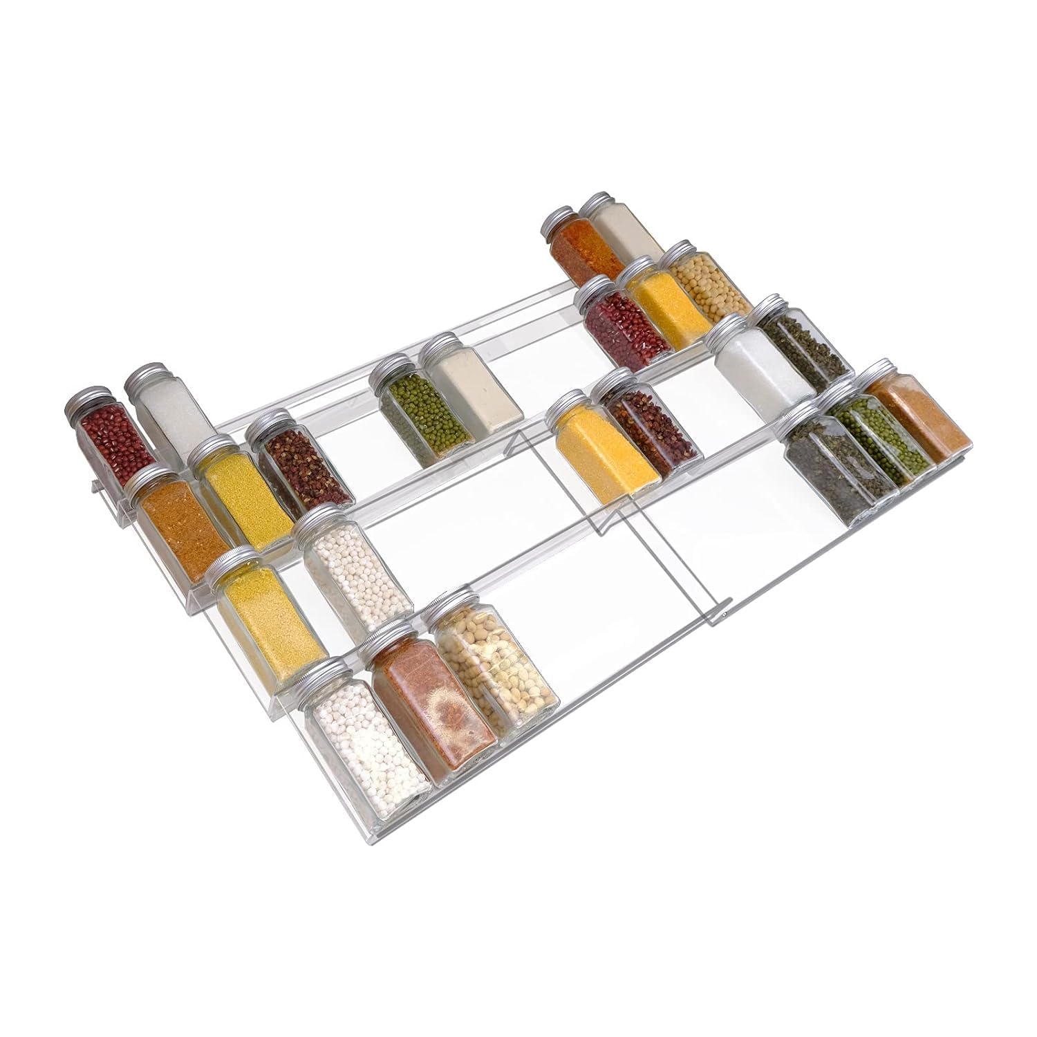 Inllex Spice Drawer Organizer, Spice Rack Tray Acrylic Drawer Organizer For Kitchen,Adjustable Expandable Spice Rack Tray Insert