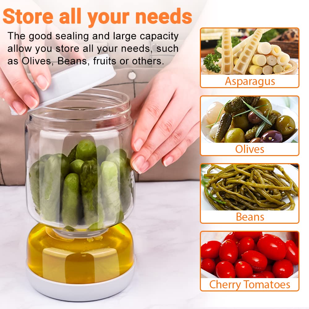 Homnoble Pickle And Olive Hourglass Jar With Strainer Flip For Pickle Juice Separator From Wet And Dry, Upgrade Food-Grade Abs L