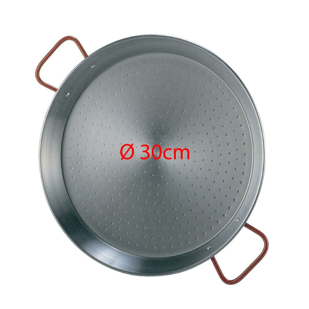 Garcima La Ideal La Ideal_Polished Steel Paella Pan, 30 Cm, 30Cm, Silver/Red