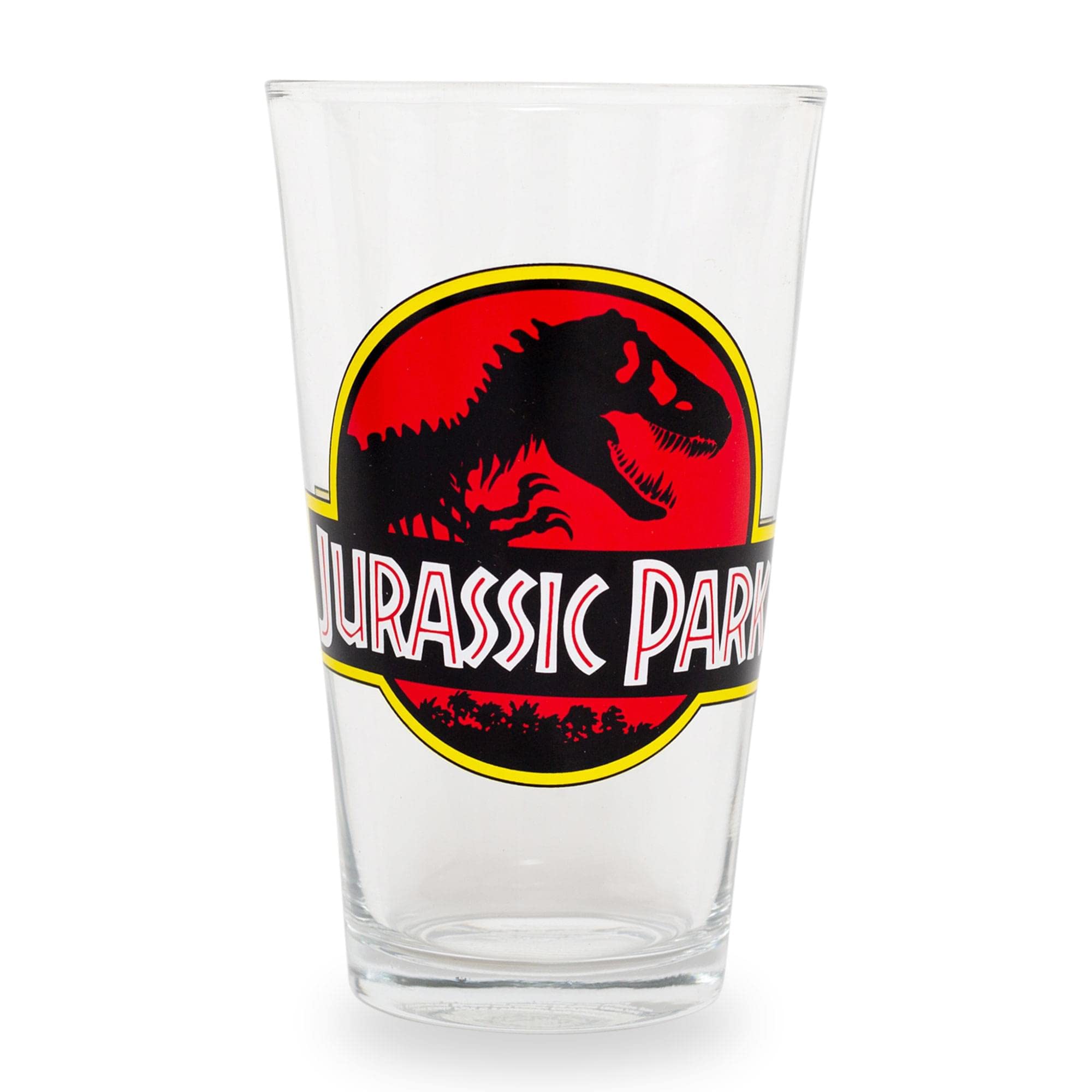 Jurassic Park Logo Pint Glass  Holds 16 Ounces