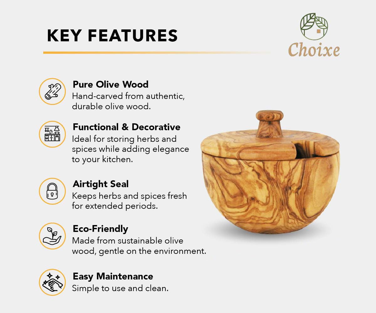 Mediterranean Olive Wood canister(D0102H5TRH2)