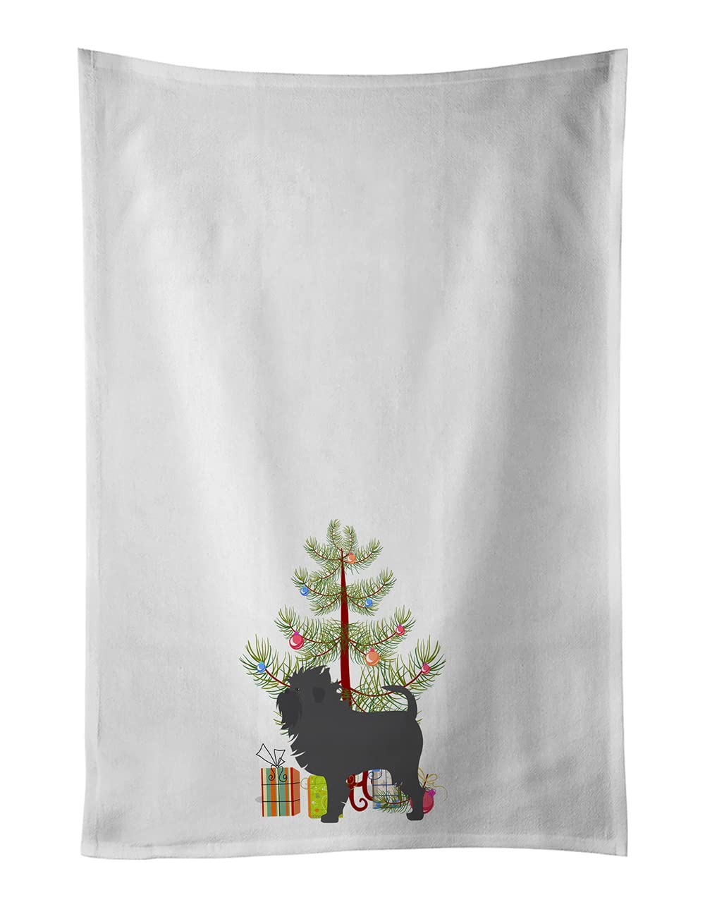 Affenpinscher Merry Christmas Tree White Kitchen Towel Set of 2