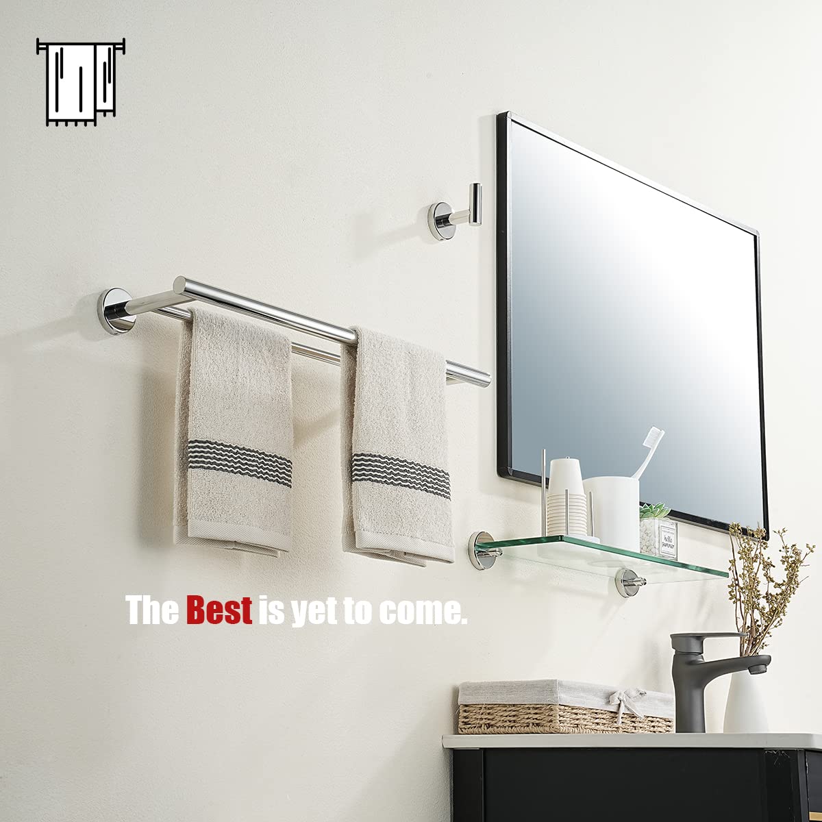JQK Chrome Double Towel Bar  16 Inch 304 Stainless Steel Thicken 0.8mm Towel Rack Bathroom  Towel Holder Polished Steel Wall Mount  Total Length 19.16 Inch  TB100L16-CH