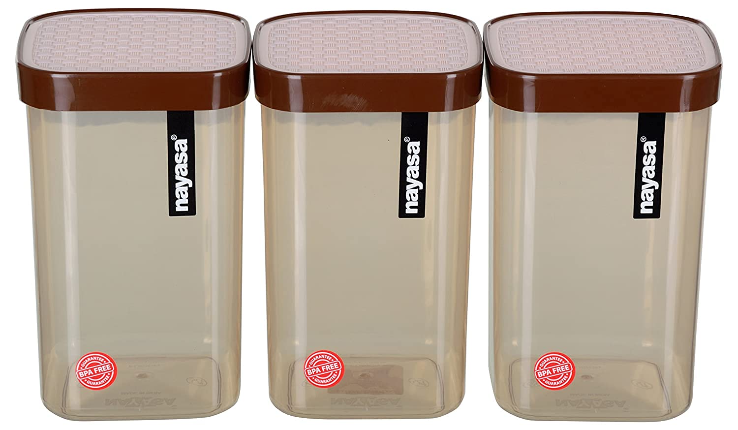 QueenS Choice Enterprises Brown Plastic Fusion Container, Set Of 3, 2100Ml