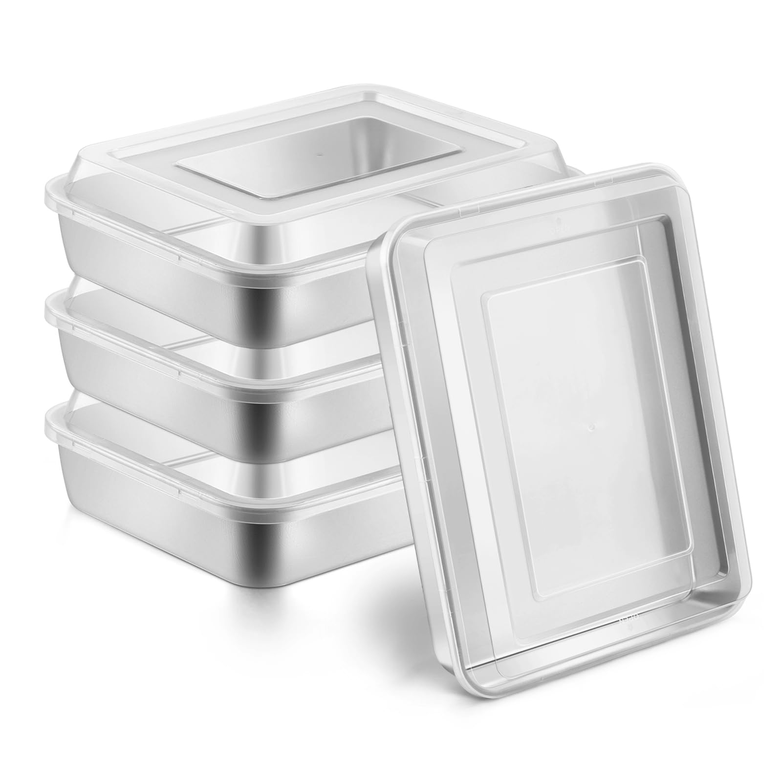 Leonyo 9.3x7x2 Bakeware Cake Pan with Lid, Lasagna Sheet Pan Set of 4