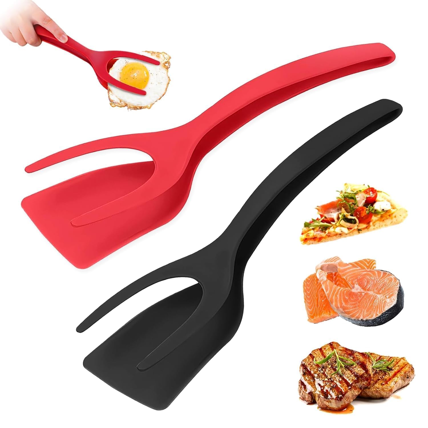 Nylon Egg Turner Spatula 2 In 1 Design With Comfortable Grip And Flip Tong Feature, Non Stick Cooking Tool For Omelette, Pancake