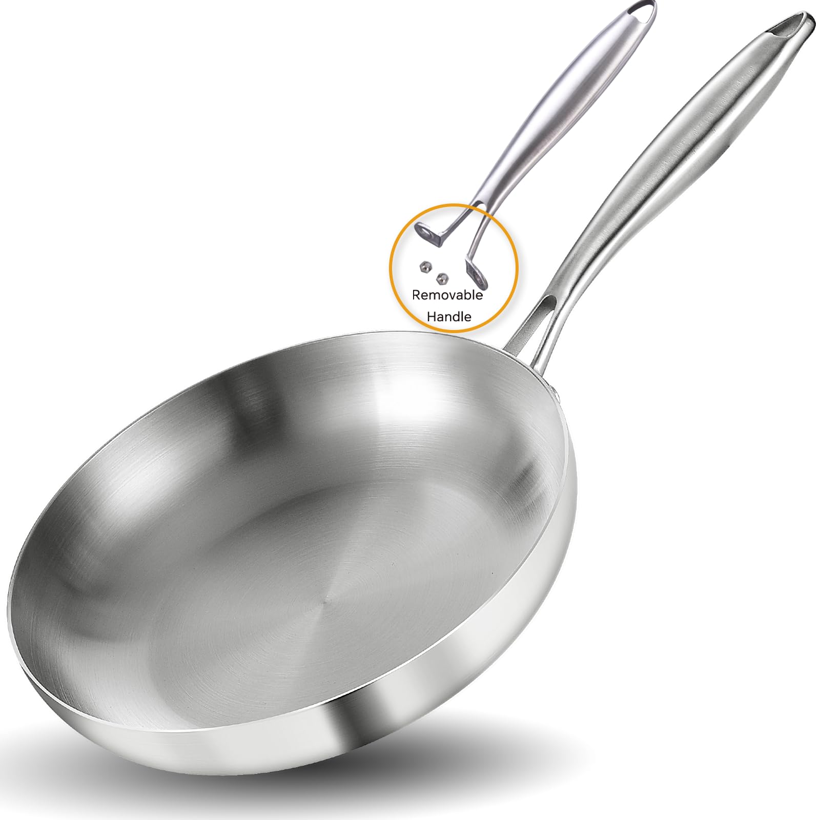 Lolykitch 10-12 Inch Tri-Ply Stainless Steel Frying Pan Set,Skillets,Chef'S Pan,Induction Cooking Pans,Dishwasher And Oven Safe,