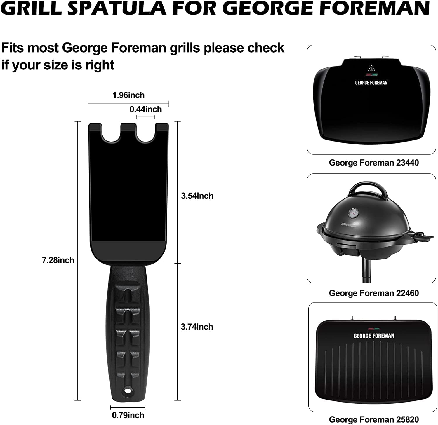 XYK Grill Spatula Scraper - Heat Resistant Cast Iron Cleaner Tool for George Foreman Grills, Black, Comfortable Grip, 1 Size