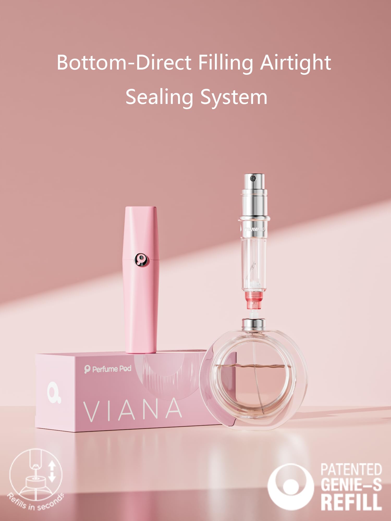 Perfume Pod Atom Refillable Perfume Atomizer (Atom01, Pink)