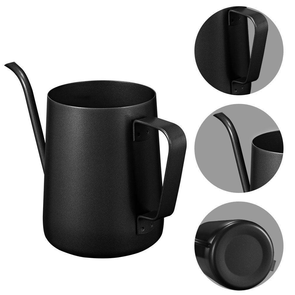 Long Narrow Spout Coffee Pot (8.7 Oz) Small Fine Stainless Pour Over Drip Coffee Pot Gooseneck Tea Kettle(Black, 250Ml)