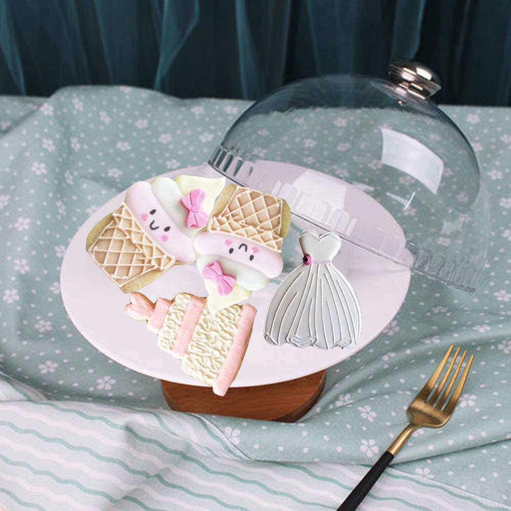 Tea Cookie Cutter Set, 5 Pieces Teapot Teacup Cookie Cutters Kit Stainless Steel Metal Cupcake And Princess Dress Molds Cutters