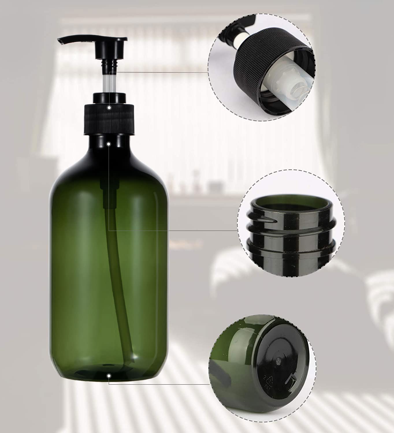 Sdoot Green Pump Bottle, 2 Pack Shampoo Bottles With Pump, 17Oz Refillable Plastic Soap Dispenser Pump Bottle For Shampoo Condit