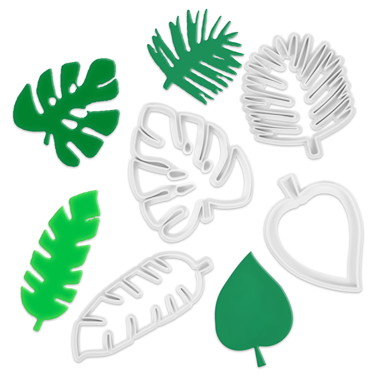4 Pcs Tropical Leaf Cookie Cutter, Hawaiian Palm Tree Cutter Fondant Mold, Multipurpose Fondant Leaf Cutter For Gum Paste Cake D