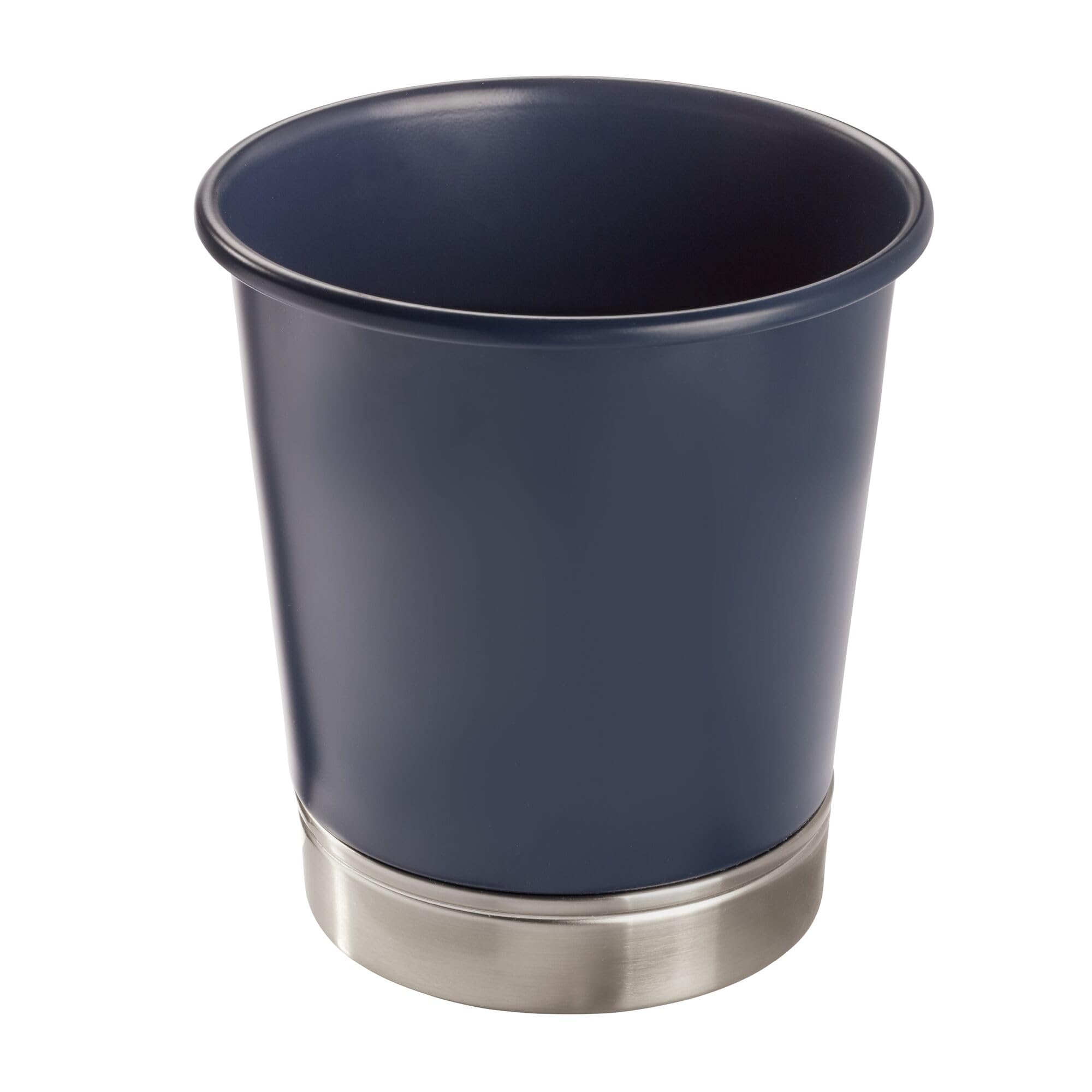 Idesign York Waste Can, Matte Navy/Brushed Nickel