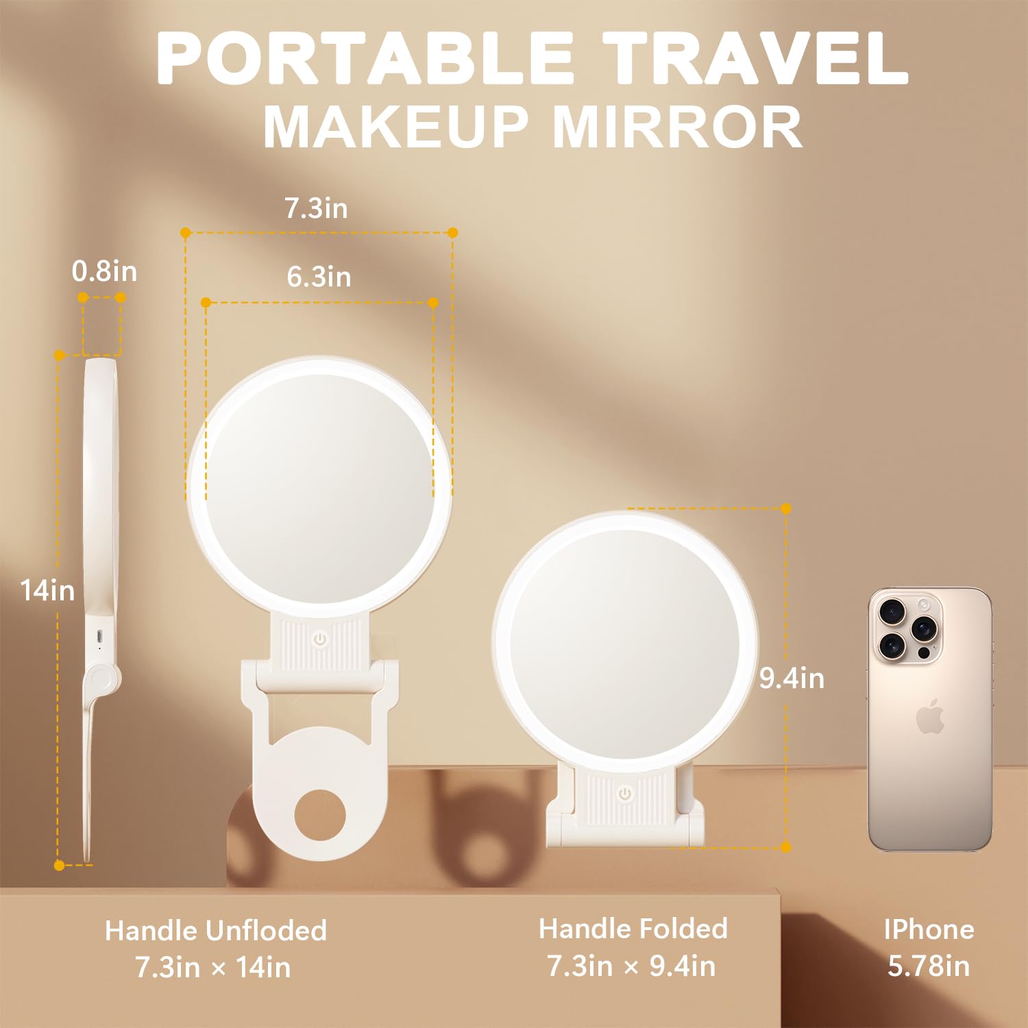 Auxmir 1X/ 30X Magnifying Mirror With Light, Double Sided Makeup Mirror With Adjustable Folding Handle, Lighted Vanity Mirror Wi