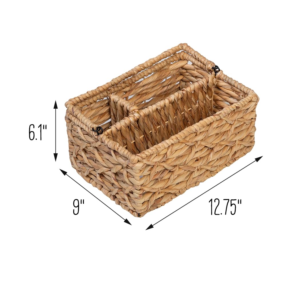 Honey-Can-Do Multi-Use 3-Compartment Wicker Basket Caddy With Handle, Natural Sto-09844 Natural Medium