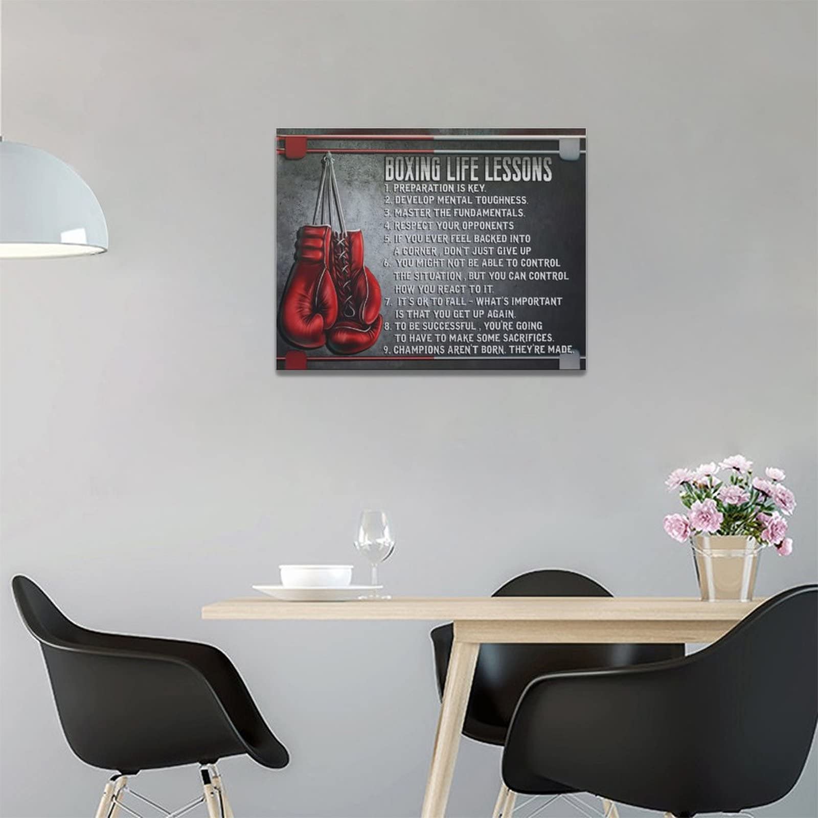 Boxing Wall Art Sports Boxing Lessons Pictures Wall Decor Motivational Quotes Boxing Gloves Canvas Painting Artwork Modern Home