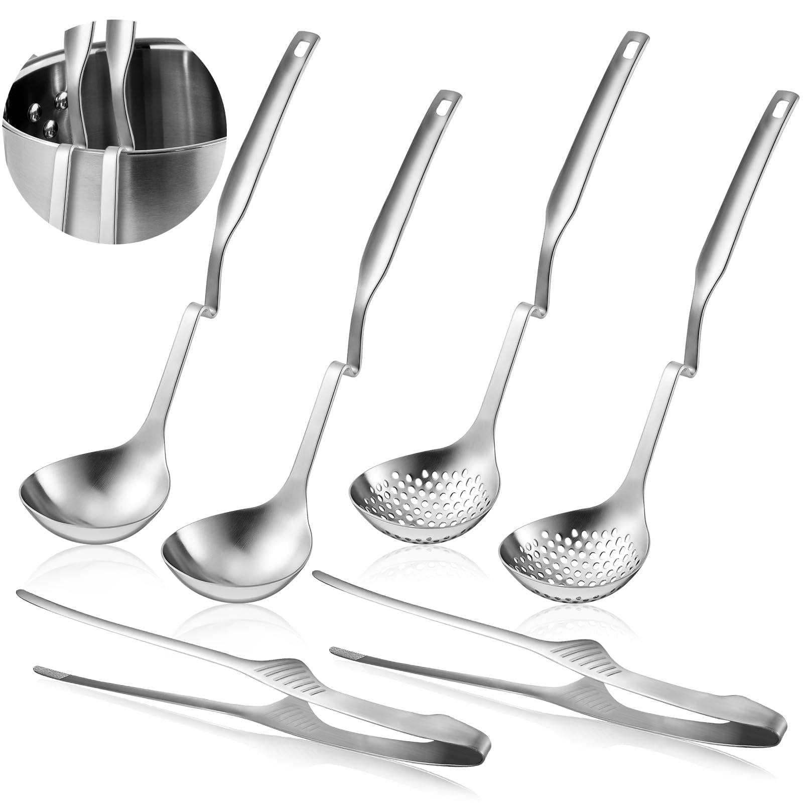 6 PCS Hot Pot Tongs and Spoons, Hotpot Utensil Kit Shabu Shabu Pot, Longhandled Holed Kitchen Utensils, Suitable for Kitchen Co