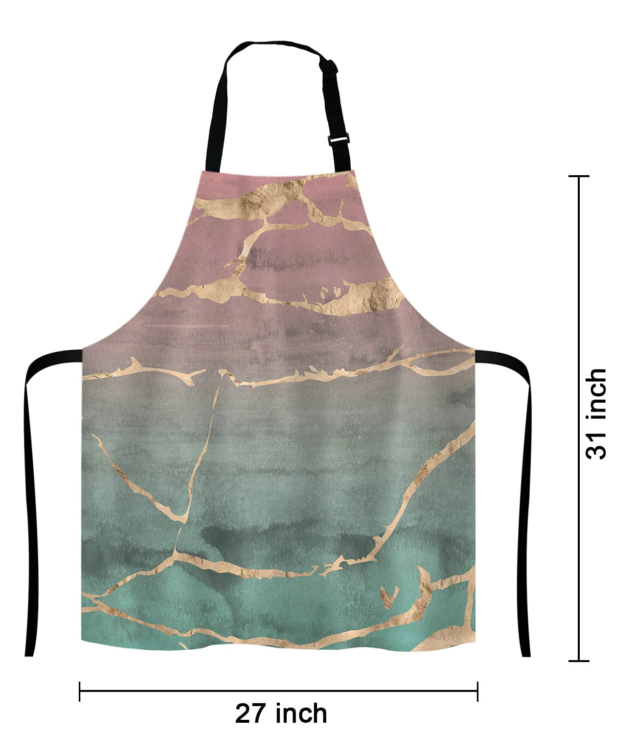 Lefolen Rose Gold Marble Design With Watercolor Gradient Texture Bib Apron With Adjustable Neck For Men Women,Suitable For Home