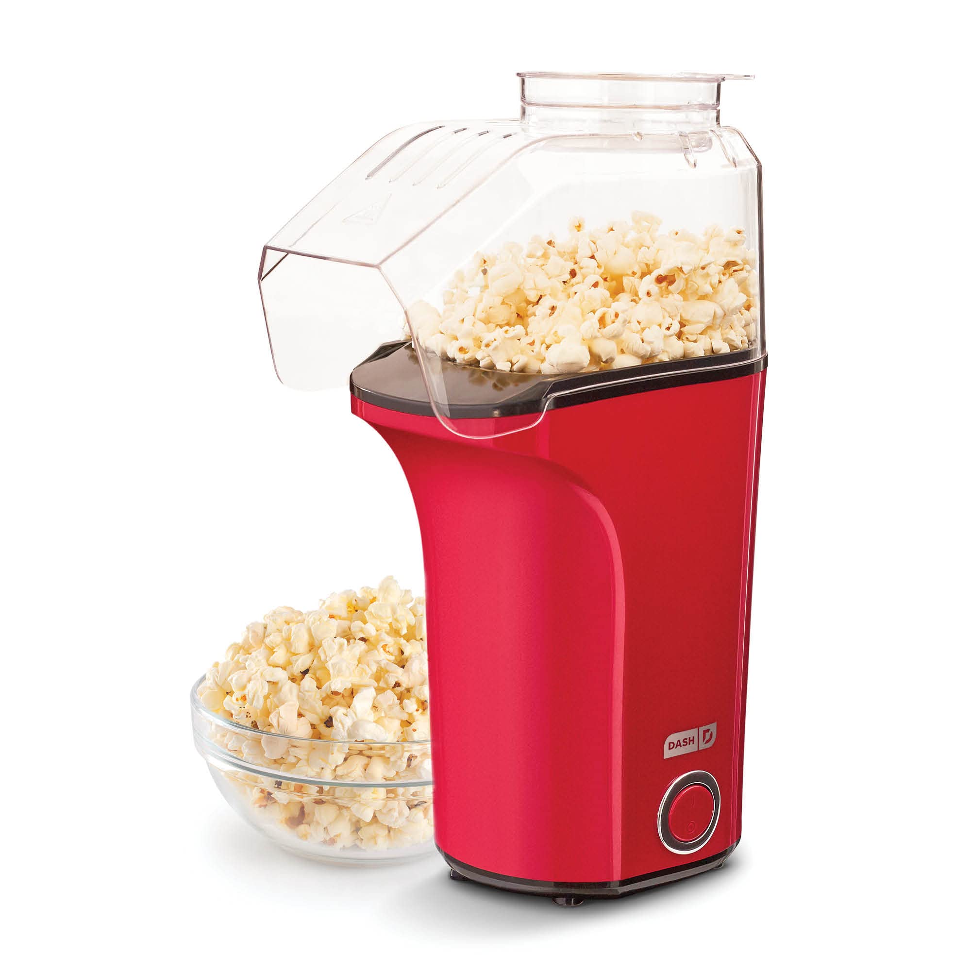Dash Hot Air Popcorn Popper Maker With Measuring Cup To Portion Popping Corn Kernels + Melt Butter, 16 Cups - Red