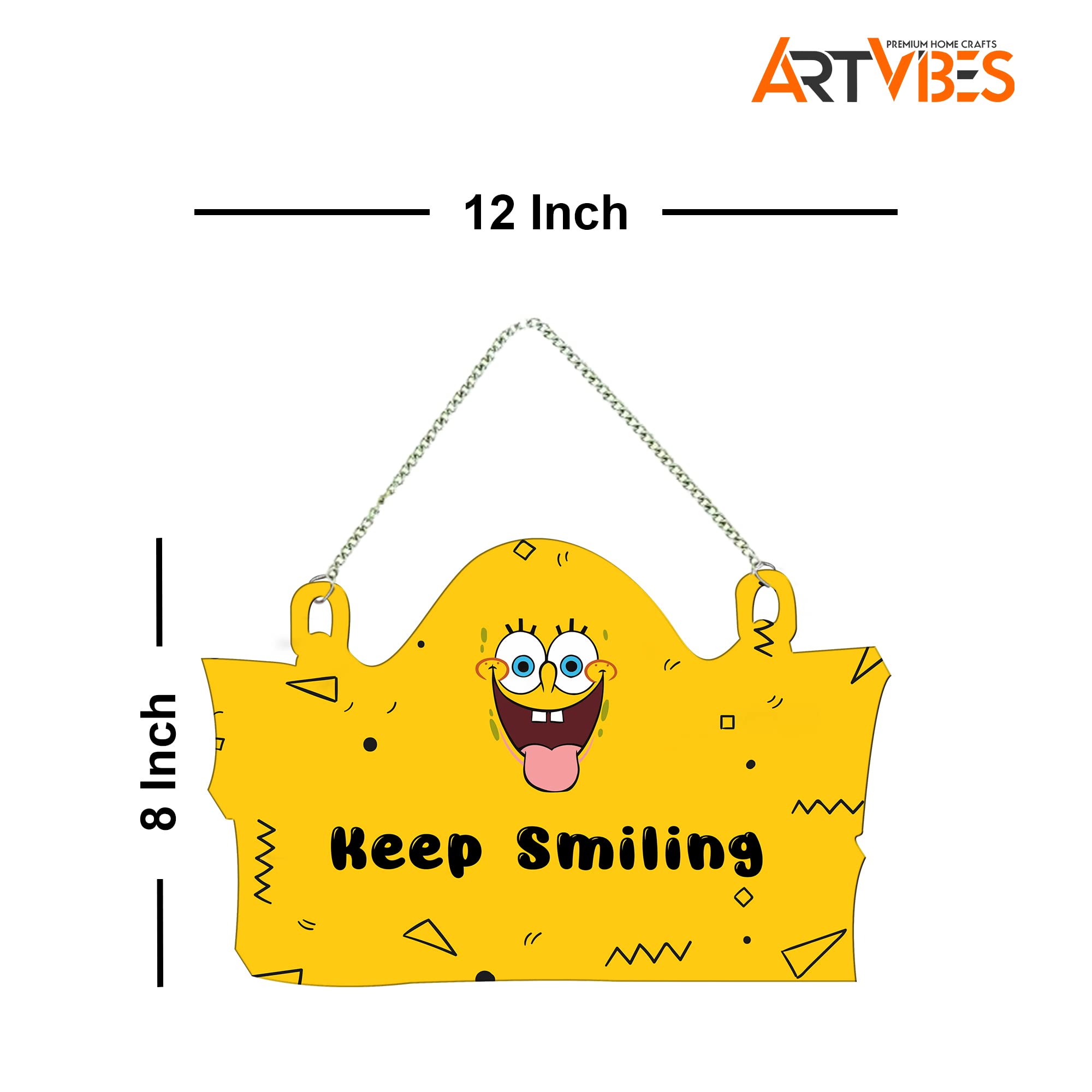 Artvibes Keep Smiling Quote Wooden Wall Hanger for Home | Office | Bedroom | Gifts | Wall Art for Living Room Wall | Decoration