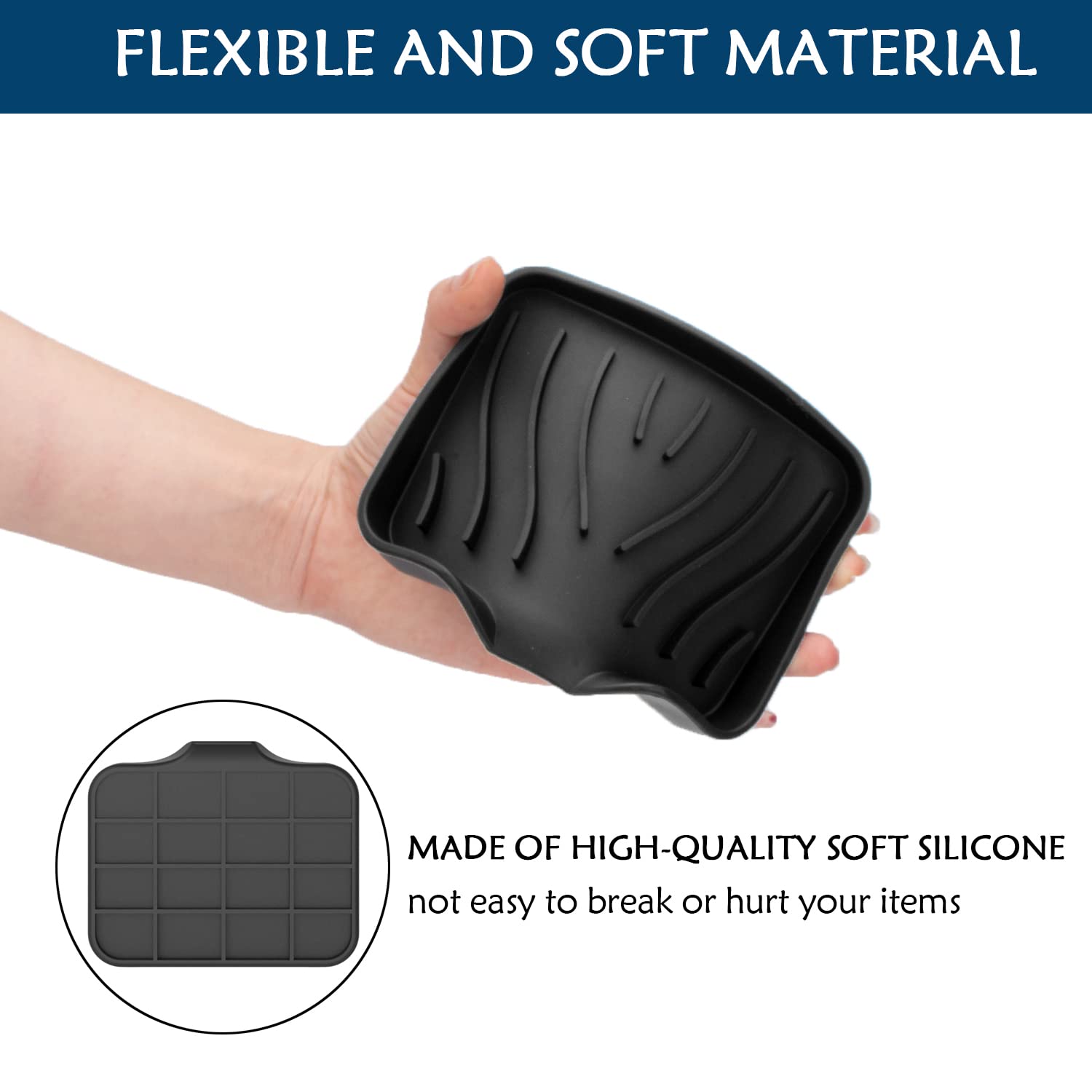 3 Pack Soap Dish Kitchen Soap Tray, Non-Slip Self Draining Soap Holder (Keep The Bar Soap Dry),Soap Dispenser,Flexible Soap Save