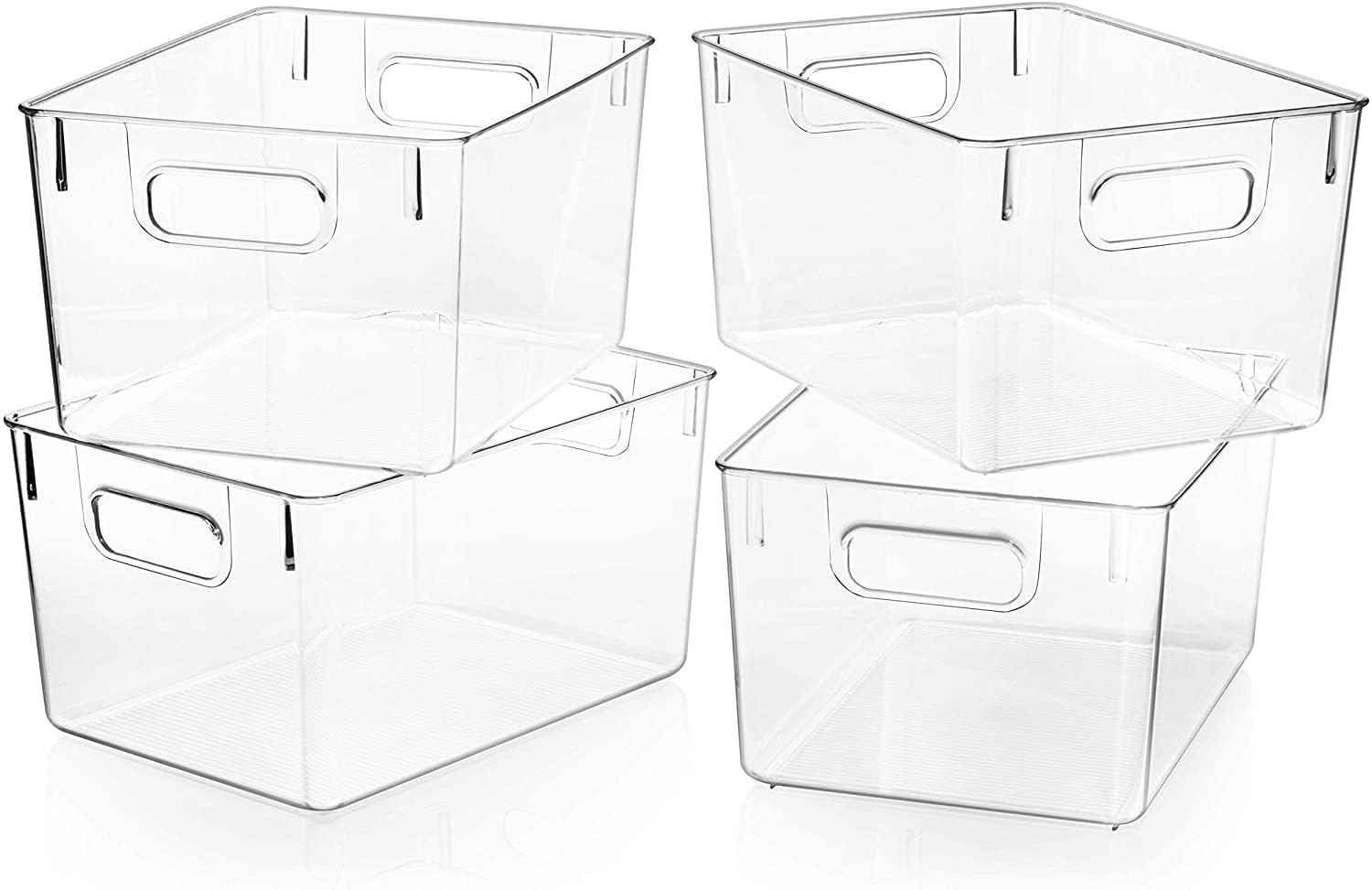 Kripics Clear Plastic Pantry Organizer Bins With Handles  Large Bpa Free Food Storage Containers For Fridge, Cabinet, Kitchen, 