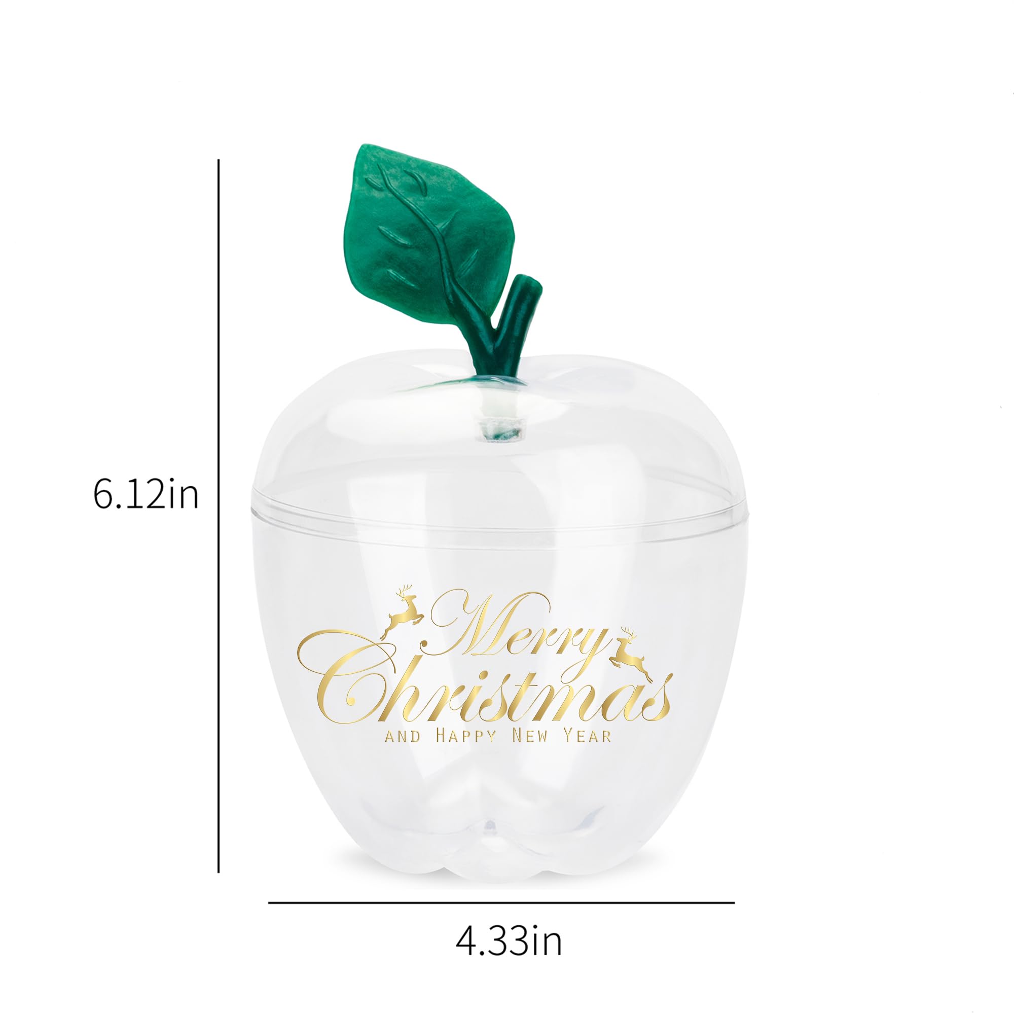 HANZE Large Clear Apple-Shaped Containers - Plastic Candy Toy Filling Jar for Holiday Decorations, Back To School Teacher Apprec