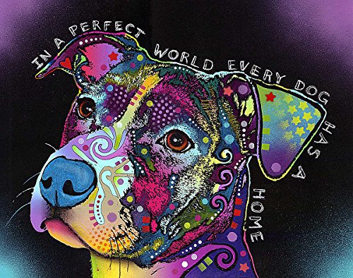Picture Peddler In A Perfect World Pitbull A Fine Art Print By Dean Russo, Image Size: 11X14, Overall Size: 13X16