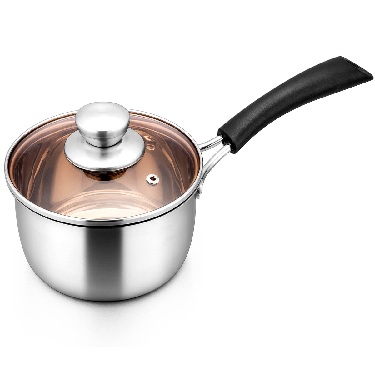Lianyu 1Qt Saucepan With Lid, 1 Quart Stainless Steel Saucepan, Small Pot Milk Soup Pan For Home Kitchen Restaurant, Long Heatpr