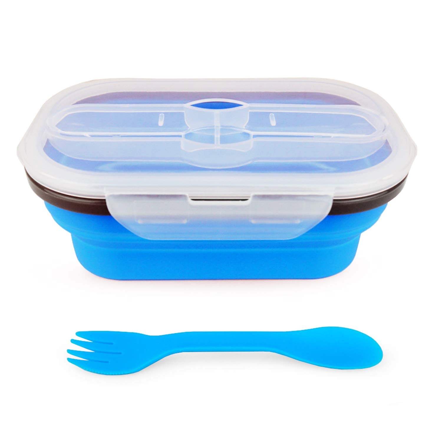 Cartints 800Ml Collapsible Bento Lunch Box, Silicone Food Storage Container, With Leakproof Lids And Spoon, Microwave Freezer Sa