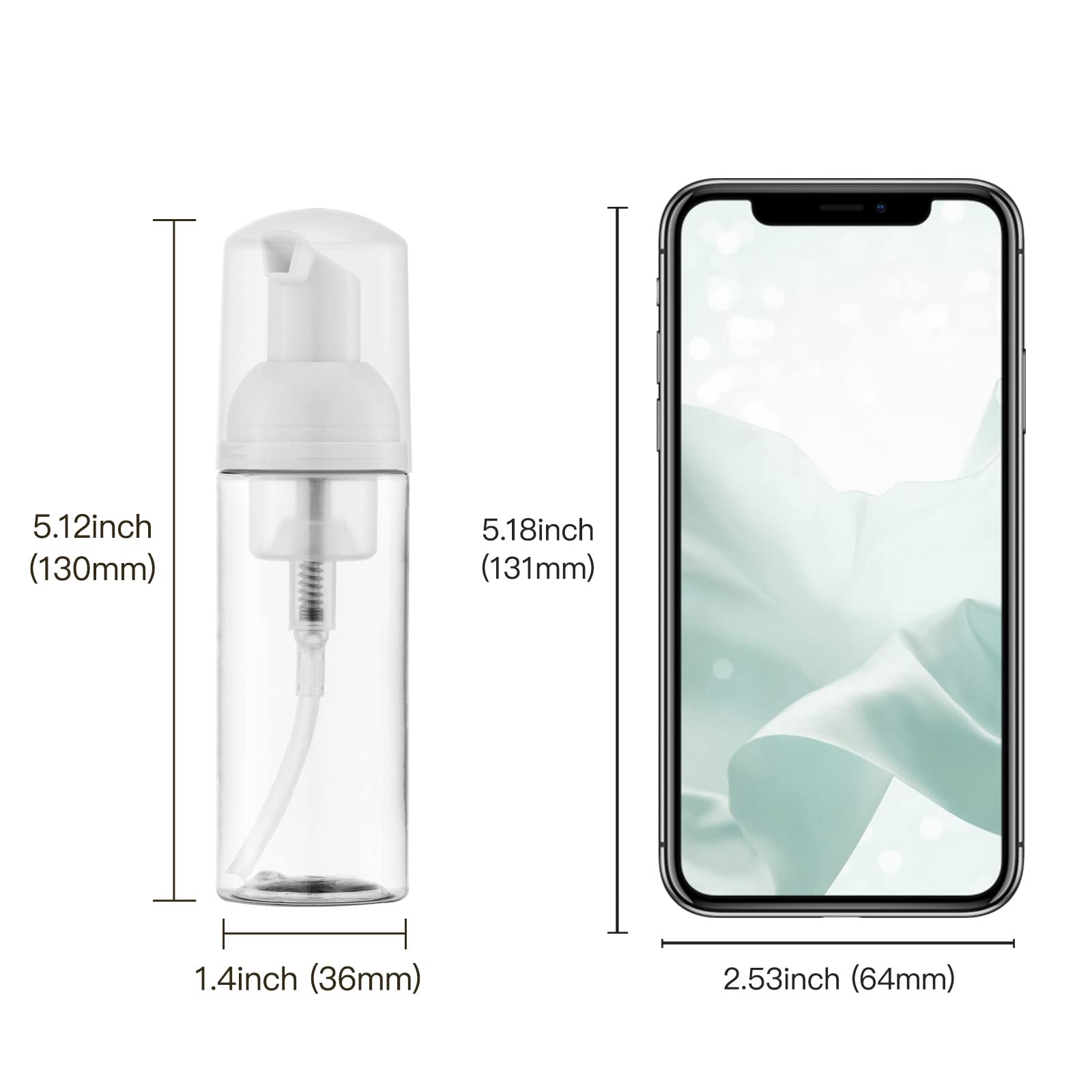 2Oz Foam Pump Bottle (30Pcs) Empty Travel Foaming Dispenser For Hand Soap, Lash Cleanser, Shampoo (60Ml, Clear